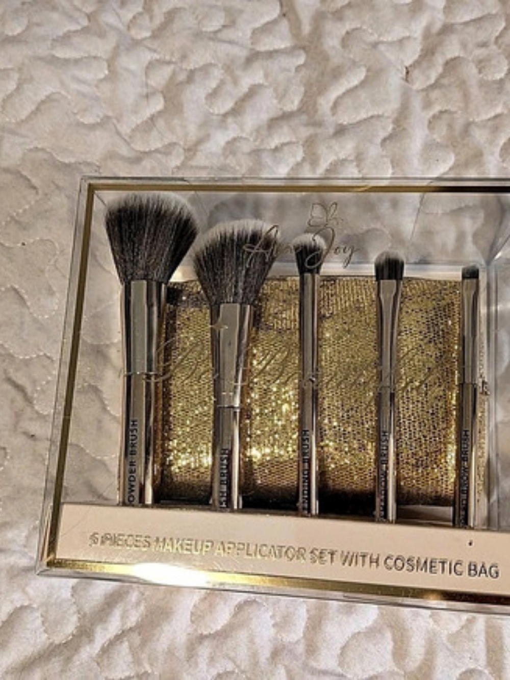 Ava Joy 5 Pieces Makeup Applicator Set with Cosmetic Bag Makeup Brush Set with
